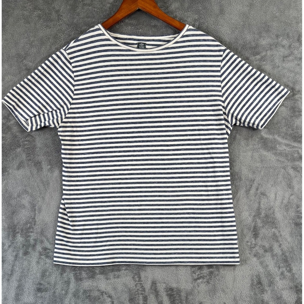 Eleventy Striped Shirt Womens ITXXL USMedium 19x25 Navy White Italy Nautical